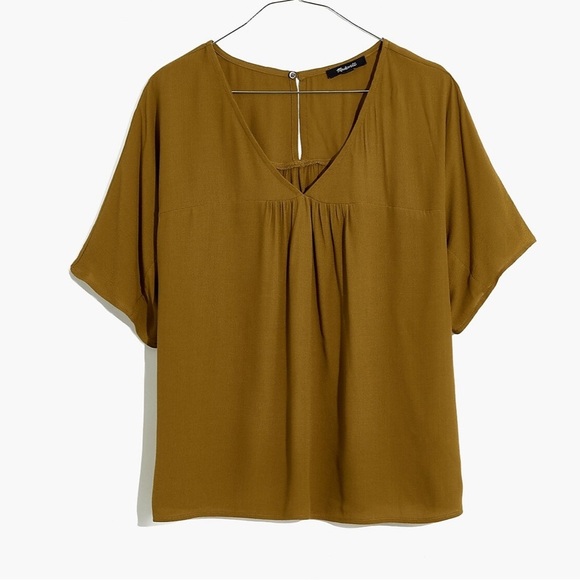 Madewell Boxy Crop Flowy V-Neck Rust Short Sleeve Blouse - Picture 9 of 9